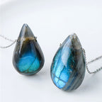 Fortune Jewel Labradorite Water Drop Support Healing Necklace Pendant