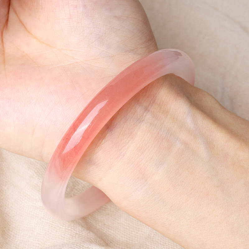 Fortune Jewel Pink Golden Silk Jade Wealth Bracelet Bangle
