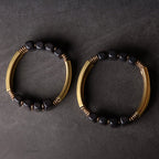 Buddha Stones Tibetan Ebony Wood Brass Copper Balance Double Layer Bracelet