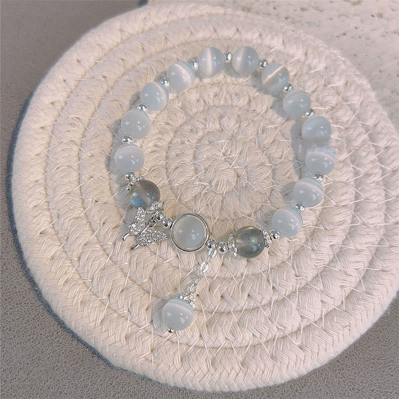 Fortune Jewel Cat's Eye Moonstone Butterfly Star Charm Support Bracelet