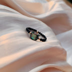 Fortune Jewel Natural Tridacna Stone Lovely Cat 14K Gold Plated Blessing Ring