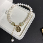 Fortune Jewel Natural Pearl Hetian Jade Happiness Wisdom Bead Bracelet