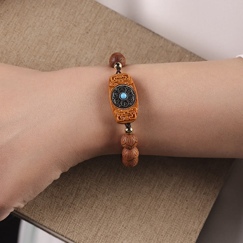 Fortune Jewel Green Sandalwood Ebony Wood Sandalwood Om Mani Padme Hum Soothing Bracelet