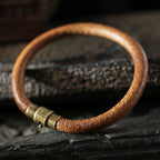 Fortune Jewel Retro Leather Luck Healing Copper Magnetic Buckle Bracelet