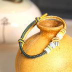 Fortune Jewel Two-Color Rope Handcrafted Eight Thread Peace Knot Luck Connection Bracelet