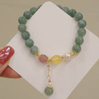 Fortune Jewel Jade Pearl Strawberry Quartz Abundance Luck Bead Charm Bracelet