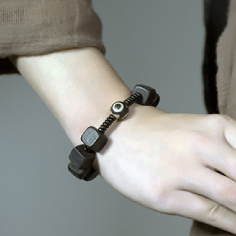 Fortune Jewel Tibetan Ebony Wood Dzi Bead Strength Bracelet