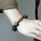 Fortune Jewel Tibetan Ebony Wood Dzi Bead Strength Bracelet