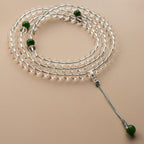 Fortune Jewel 108 Beads White Crystal Jade Meditation Bracelet Mala