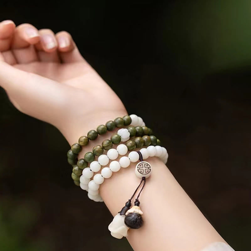Fortune Jewel Natural Green Sandalwood Bodhi Seed Soothing Bracelet