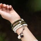 Fortune Jewel Natural Green Sandalwood Bodhi Seed Soothing Bracelet