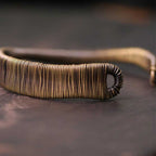 Fortune Jewel Simple Design Wrapped Brass Copper Luck Wealth Adjustable Cuff Bracelet