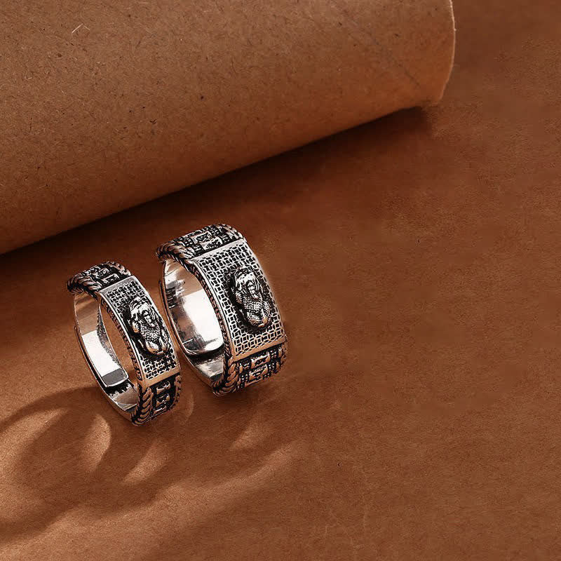 Fortune Jewel Lucky FengShui PiXiu Wealth Prayer Wheels Couple Ring
