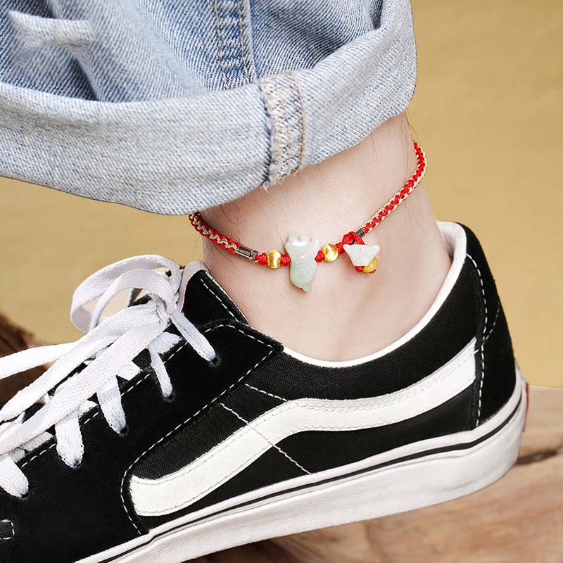 Fortune Jewel Chinese Zodiac Jade Prosperity Red String Bracelet Anklet - Fortune Jewel