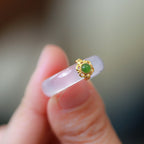 Fortune Jewel White Agate Cyan Jade Turquoise Red Agate Luck Protection Ring
