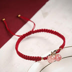 Fortune Jewel Natural Strawberry Quartz Amethyst Green Phantom Bead Positive Bracelet