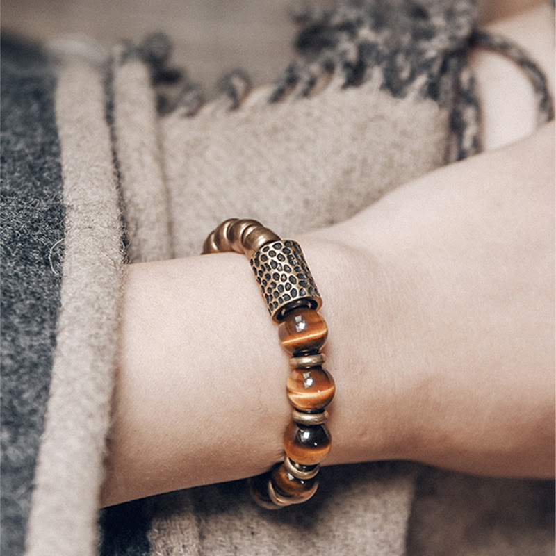 Fortune Jewel Tiger Eye Stone Copper Protection Bracelet