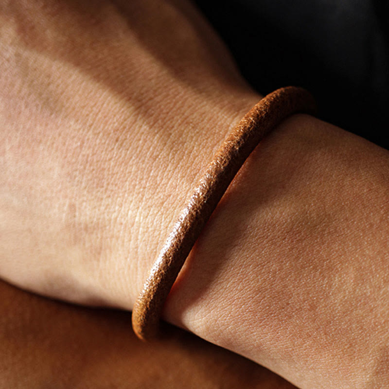 Fortune Jewel Retro Leather Luck Healing Copper Magnetic Buckle Bracelet