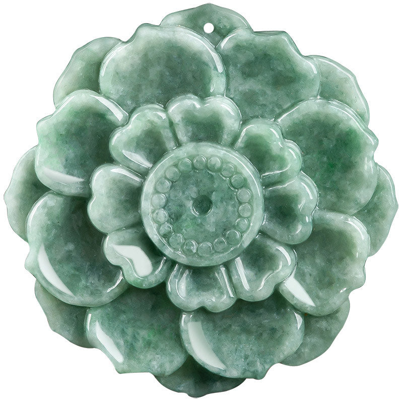 Fortune Jewel Lotus Pattern Jade Luck Prosperity Necklace Pendant