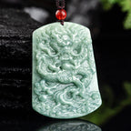Buddha Stones Natural Jade Chinese Zodiac Dragon Sea Luck String Necklace Pendant Fortune Jewel