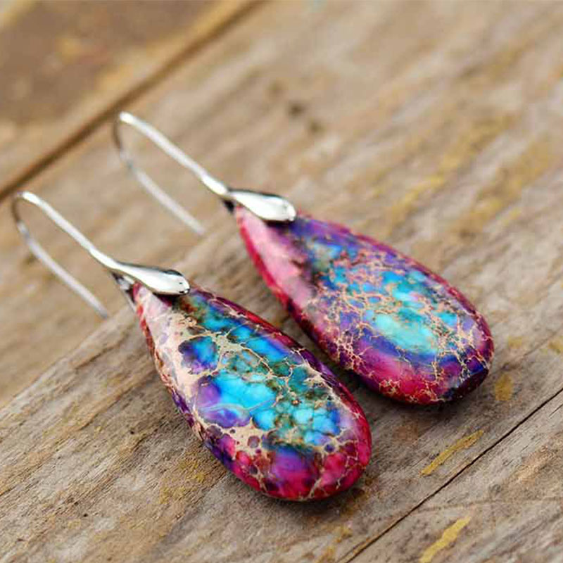 Fortune Jewel Emperor Stone Crystal Happiness Earrings