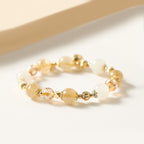 Fortune Jewel 14K Gold Plated Golden Rutilated Quartz Wealth Bell Lucky Fortune Charm Bracelet