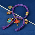 Fortune Jewel Tibetan Green Tara Zakiram Goddess of Wealth Thangka Luck Braid String Bracelet