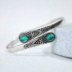 Fortune Jewel Zircon Water Drop Pattern Healing Cuff Bracelet Bangle