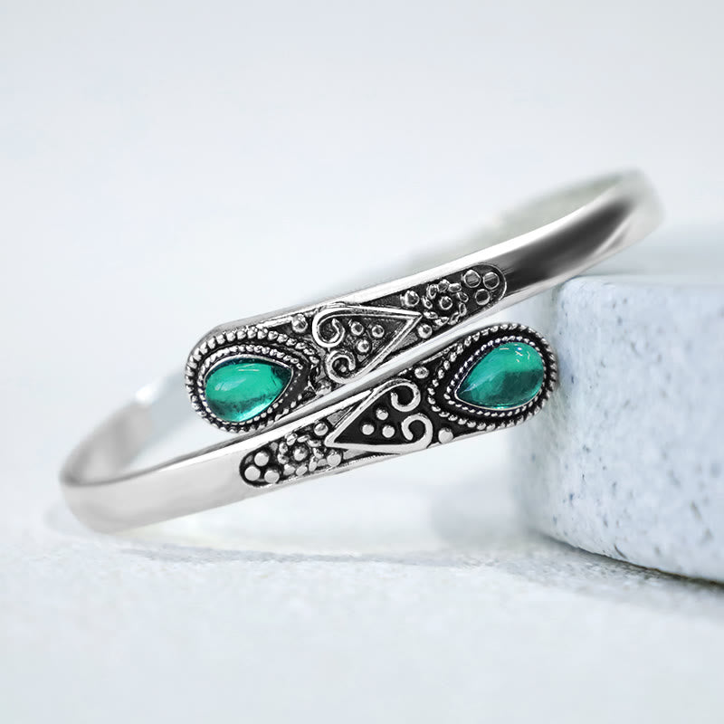 Fortune Jewel Zircon Water Drop Pattern Healing Cuff Bracelet Bangle