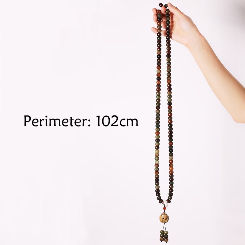 Fortune Jewel 108 Mala Beads Dunhuang Color Bodhi Seed Dzi Bead Keep Away Evil Spirits Bracelet