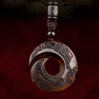 Fortune Jewel Small Leaf Red Sandalwood Ebony Wood One's Luck Improves Design Patern Protection Necklace Pendant