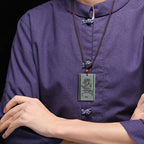Fortune Jewel Hetian Cyan Jade Dragon Engraved Success Necklace Pendant Fortune Jewel