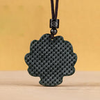 Fortune Jewel Hetian Cyan Jade Nine Tailed Fox Luck Necklace String Pendant