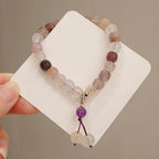 Fortune Jewel Natural Purple Golden Silk Jade Violet Flower Bead Charm Wealth Bracelet