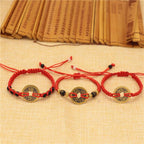 Fortune Jewel Copper Coin Fortune Red String Weave Bracelet