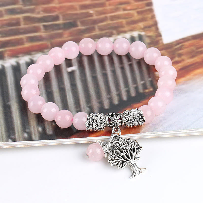 Fortune Jewel Natural Gemstone Tree of Life Lucky Charm Stretch Bracelet
