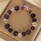 Fortune Jewel Natural Amethyst Crystal Money Bag Charm Positive Bracelet