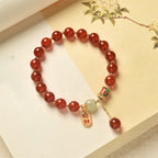 Fortune Jewel Natural Red Agate Jade Confidence Fortune Blessing Charm Bracelet