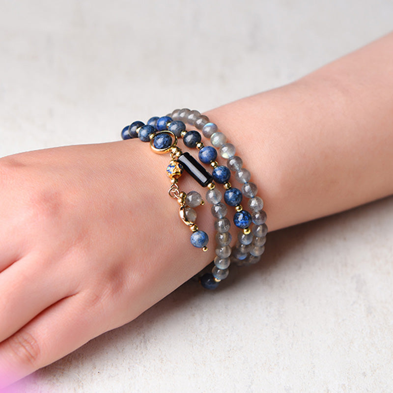 Fortune Jewel Moonstone Lazurite Calm Healing Positive Bracelet