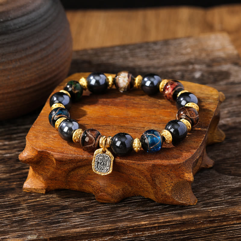 Fortune Jewel Tibetan Zakiram Goddess of Wealth Liuli Glass Incense Ash Porcelain Bead Luck Bracelet