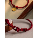 Fortune Jewel Handmade Eight Thread Peace Knot Fu Character Charm Luck Happiness Red Rope Bracelet