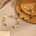Fortune Jewel 14k Gold Plated Copper Green Rutilated Quartz Möbius Loop Eternal Love Star Protection Bracelet
