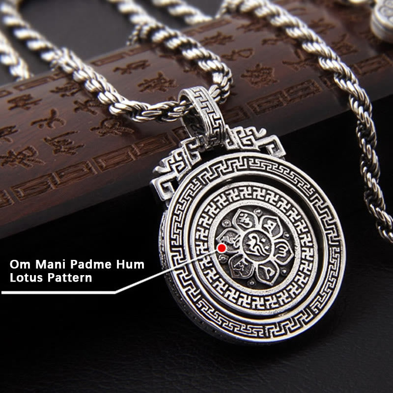 Fortune Jewel Tibetan Om Mani Padme Hum Double Dorje Vajra Rotatable Purity Peace Necklace Pendant