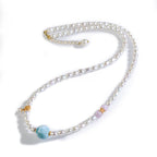 Fortune Jewel 925 Sterling Silver Natural Pearl Larimar Sincerity Necklace Pendant