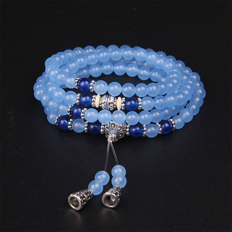 Fortune Jewel 108 Beads Blue Crystal Healing Bracelet Mala