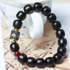 Fortune Jewel Ebony Wood Auspicious Clouds Engraved Calm Bracelet