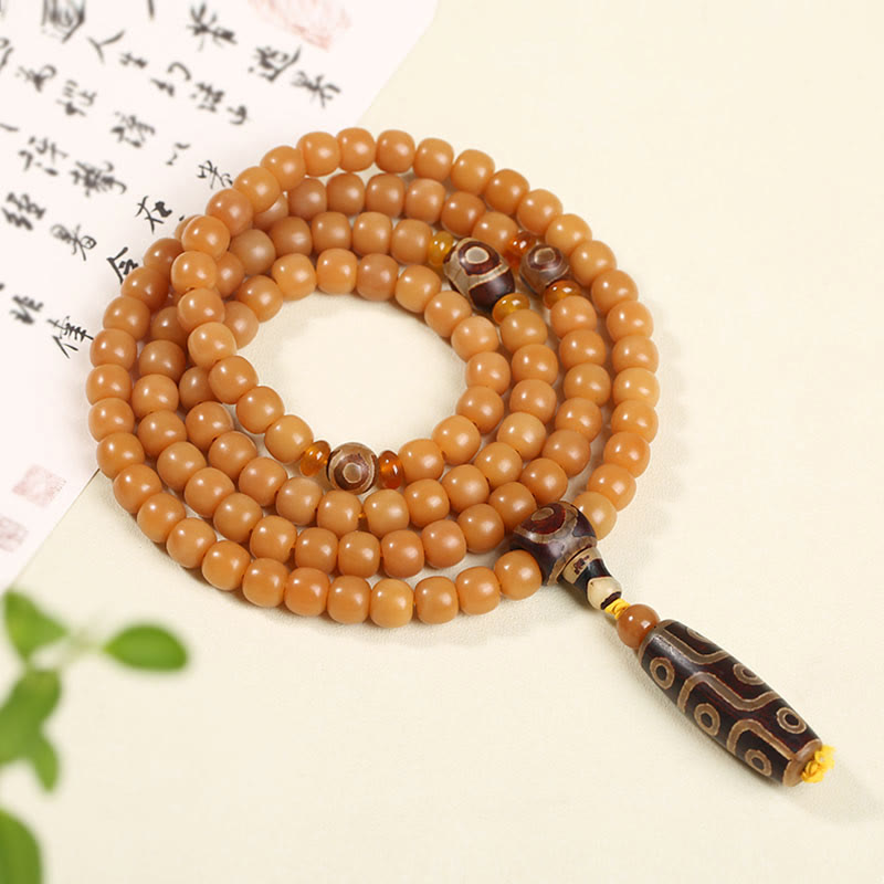 Fortune Jewel Natural Bodhi Seed Lotus Dzi Bead Peace Harmony Charm Bracelet Fortune Jewel