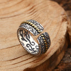 Fortune Jewel 925 Sterling Silver Tang Dynasty Flower Design Luck Adjustable Ring