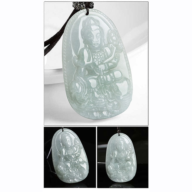 Fortune Jewel Chinese Zodiac Natal Buddha Jade Wealth Prosperity Necklace Pendant Fortune Jewel