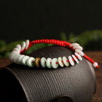 Fortune Jewel Natural Round Jade Luck Red String Protection Bracelet